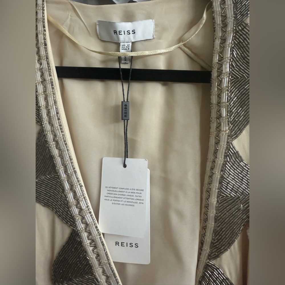 NEW Reiss Saskia Beaded Mini Faux Wrap
Dress Ivory Size 8 9893 - Picture 8 of 11